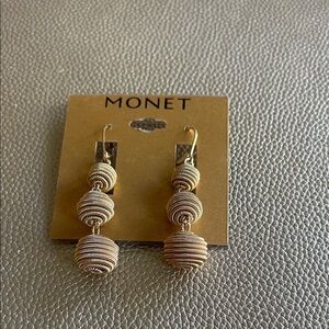Monet Gold Beaded Drop Earrings